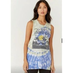 Daydreamer Beach Boys Tie Dye Muscle Tank Tee Blue Green Large